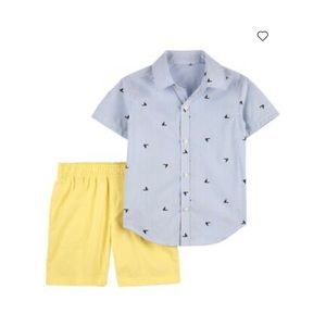 Toddler 2-Piece Button-Front Shirt & Short Set